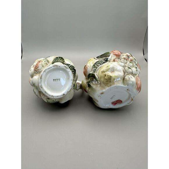 Rare Lefton "Fruits of Italy" Majolica Style Cream and Sugar 1950s Japan - Picture 2 of 7